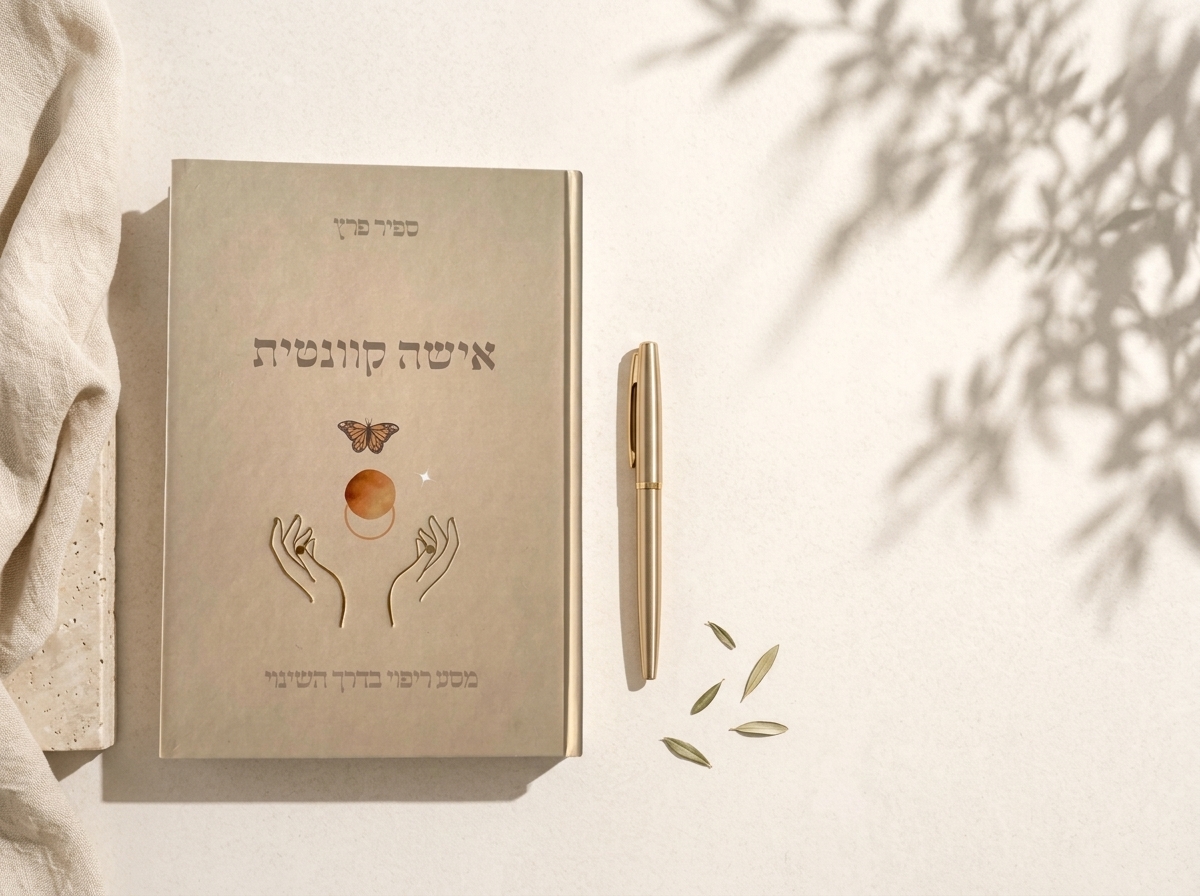 הספר אישה קוונטית לצד עט באור טבעי